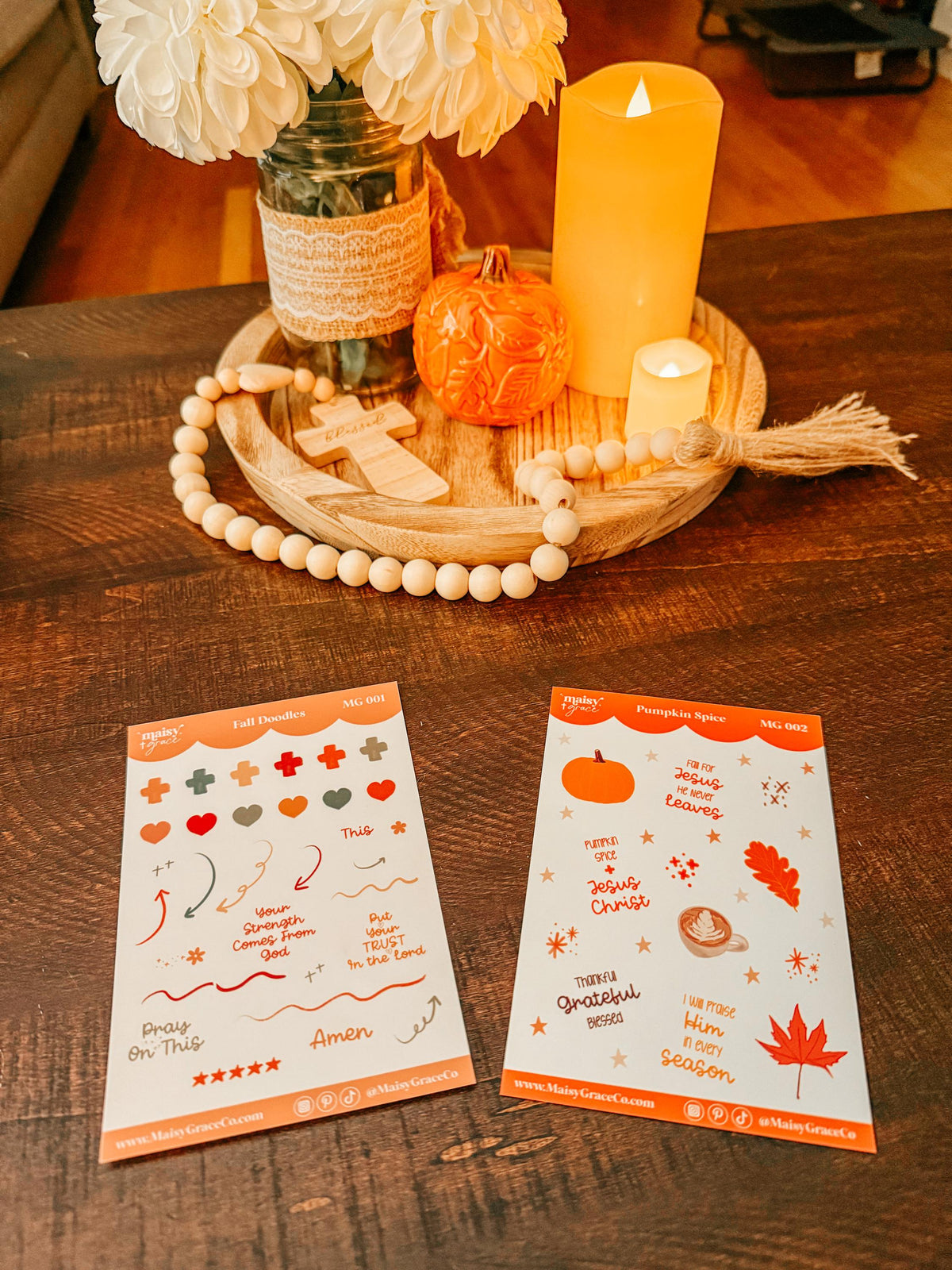 Fall Faith Doodles Bible Study Sticker Sheet, Planner Stickers