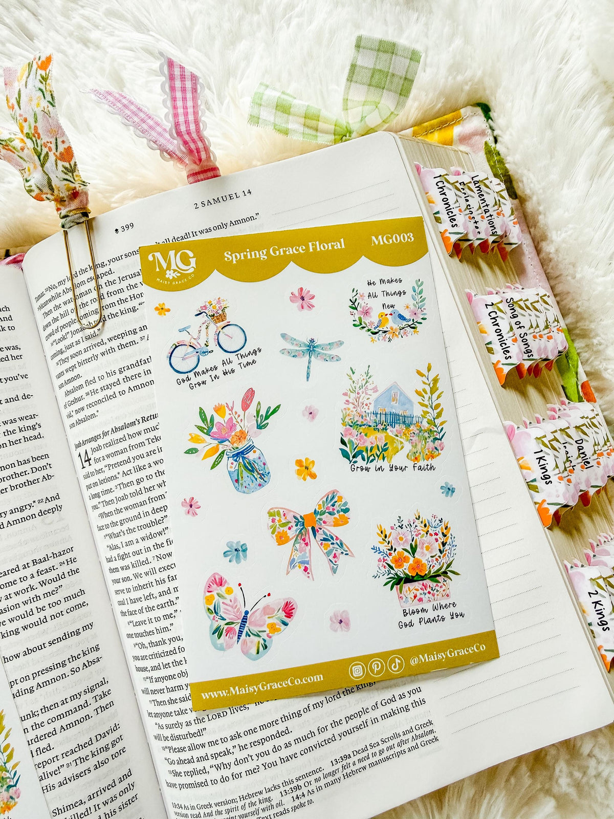 Spring Bible Journaling Sticker Sheet Grace Floral Collection