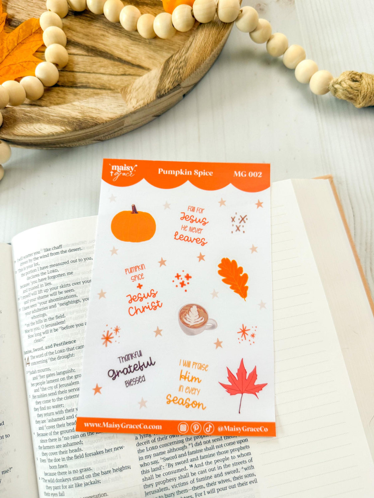 Pumpkin Spice Fall Faith Bible Study Sticker Sheet