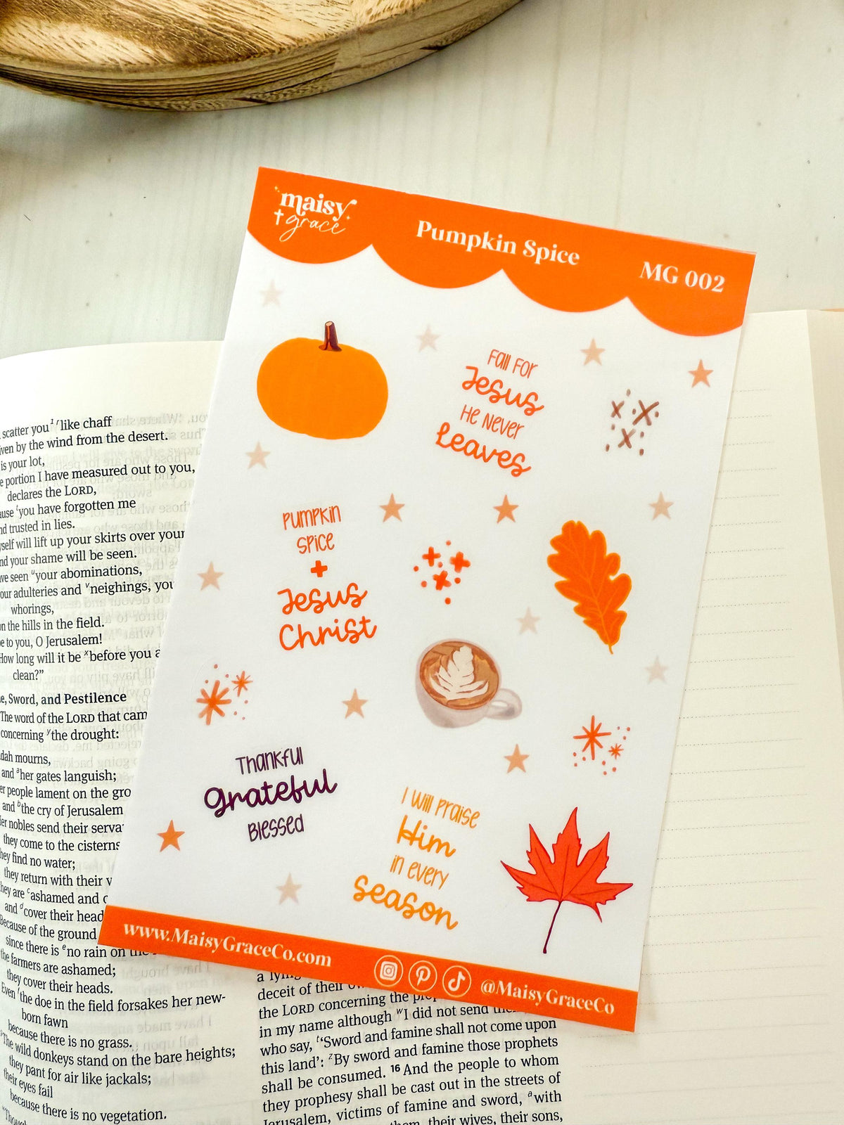 Pumpkin Spice Fall Faith Bible Study Sticker Sheet