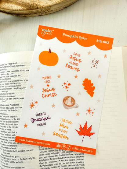Pumpkin Spice Fall Faith Bible Study Sticker Sheet
