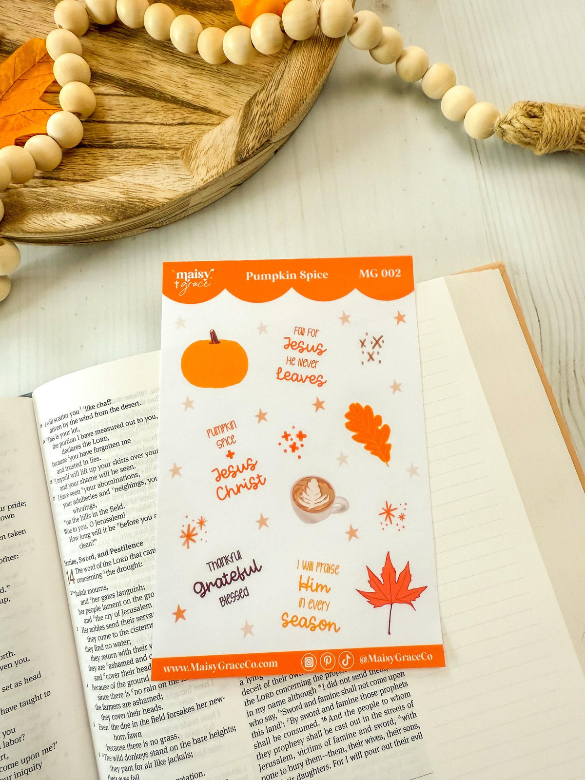 Pumpkin Spice Fall Faith Bible Study Sticker Sheet