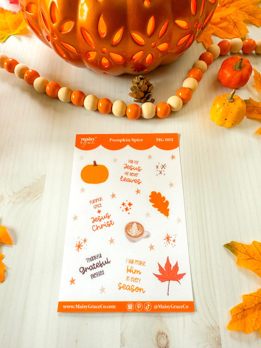 Pumpkin Spice Fall Faith Bible Study Sticker Sheet