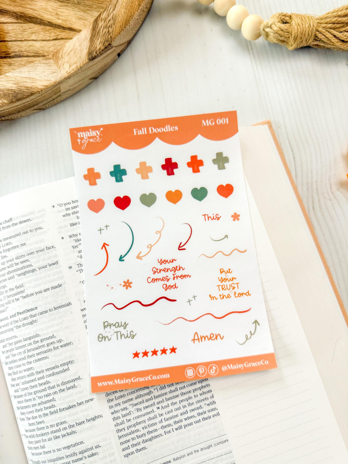 Fall Faith Doodles Bible Study Sticker Sheet, Planner Stickers