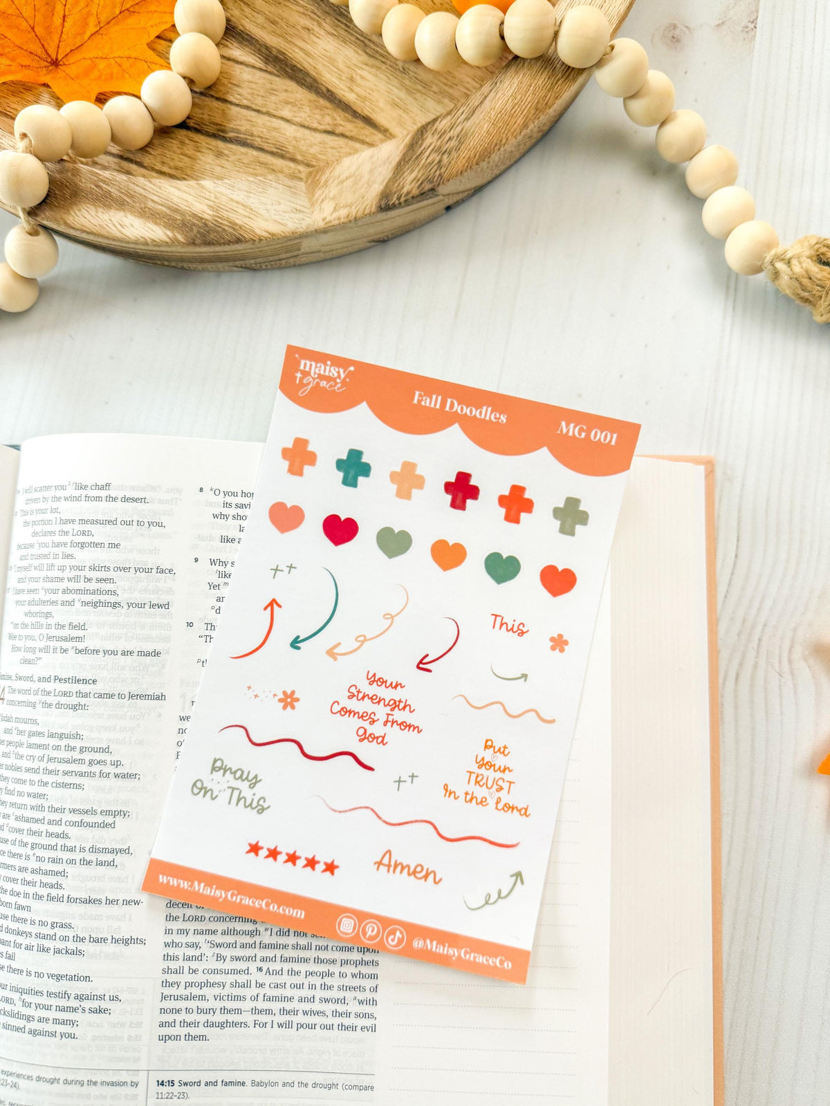 Fall Faith Doodles Bible Study Sticker Sheet, Planner Stickers