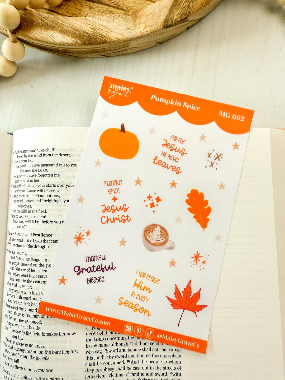 Pumpkin Spice Fall Faith Bible Study Sticker Sheet