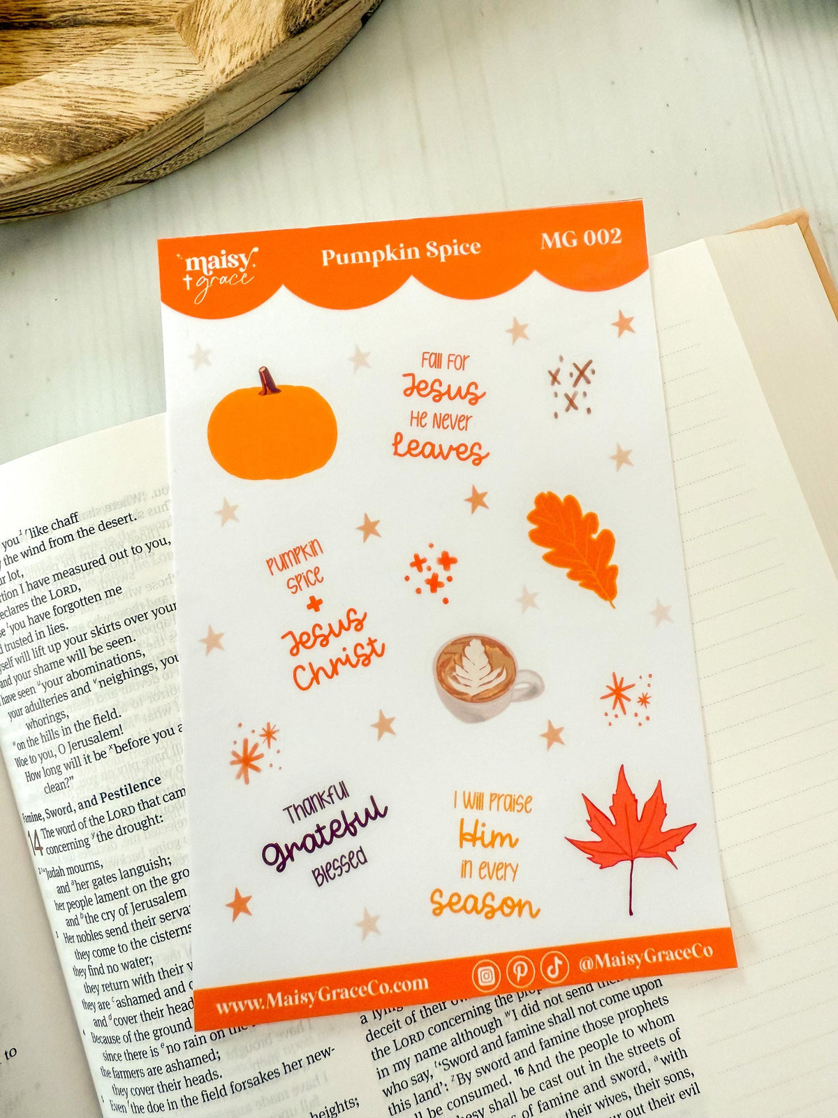 Pumpkin Spice Fall Faith Bible Study Sticker Sheet