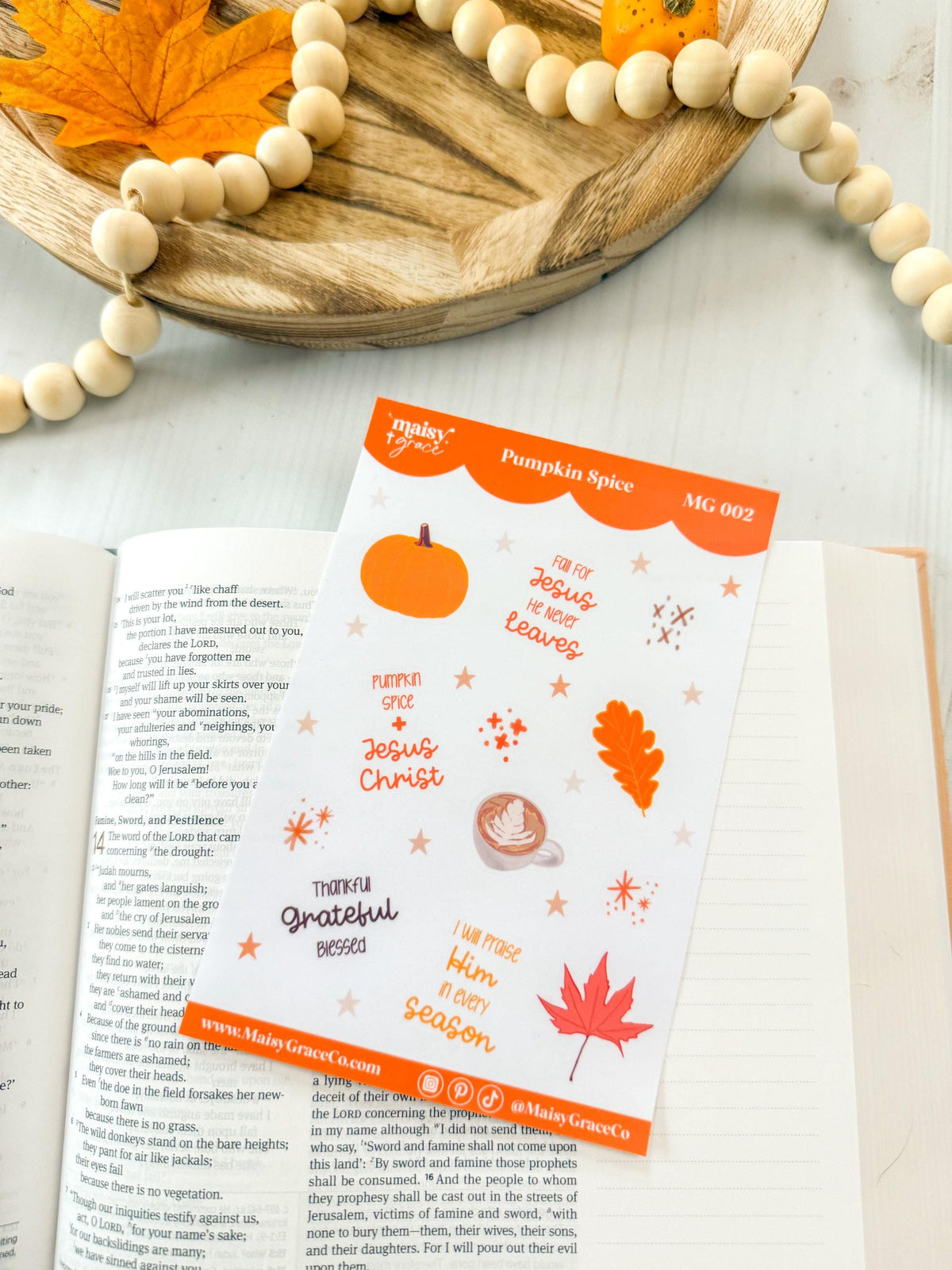Pumpkin Spice Fall Faith Bible Study Sticker Sheet