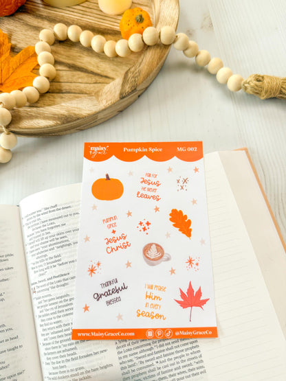 Pumpkin Spice Fall Faith Bible Study Sticker Sheet