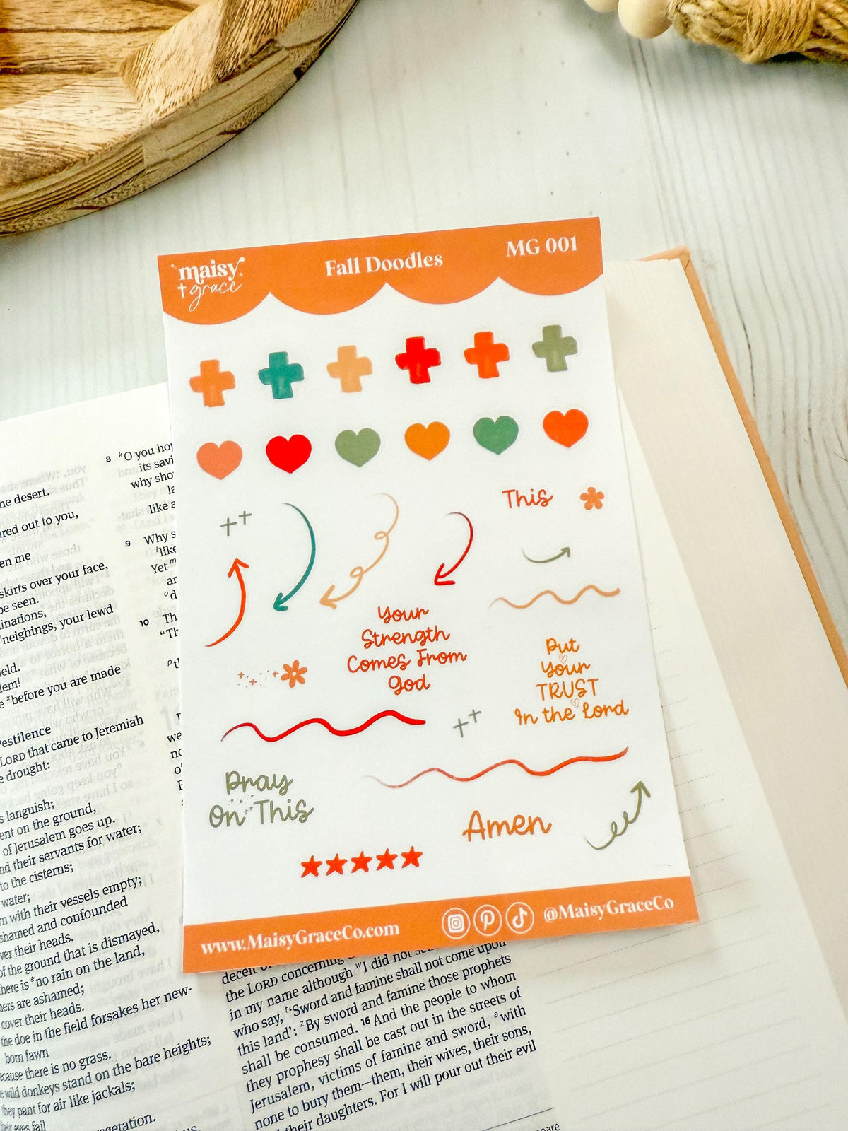 Fall Faith Doodles Bible Study Sticker Sheet, Planner Stickers