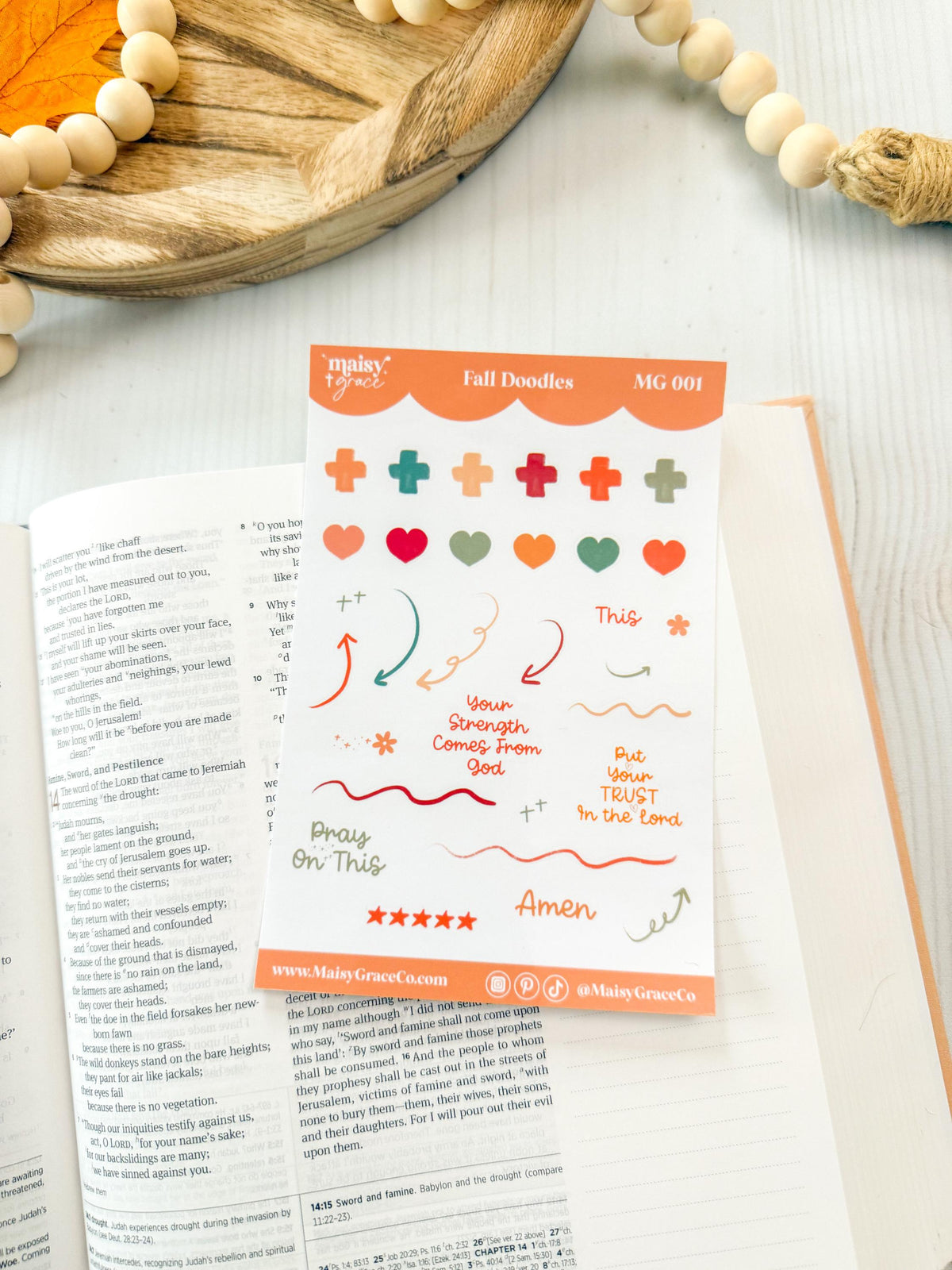 Fall Faith Doodles Bible Study Sticker Sheet, Planner Stickers