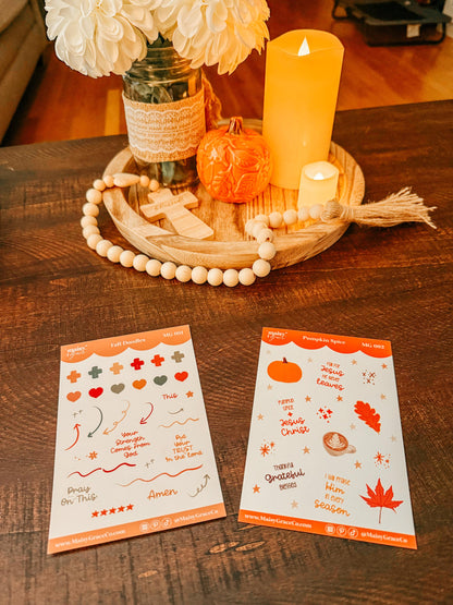 Fall Faith Doodles Bible Study Sticker Sheet, Planner Stickers