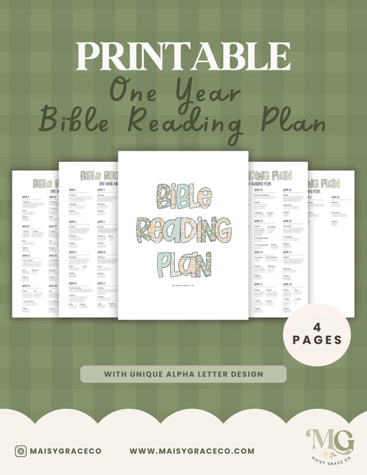 Printable One-Year Bible Reading Plan Tracker