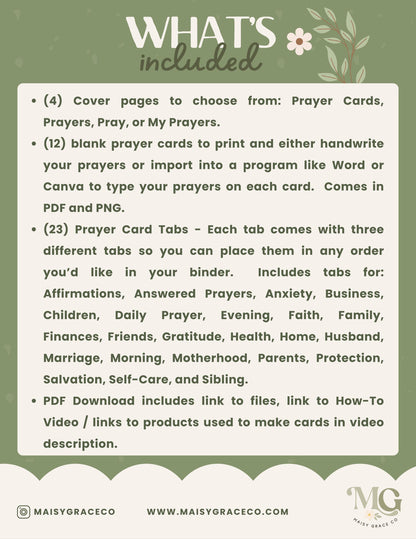 3x5 Printable Mini Prayer Binder with Prayer Cards