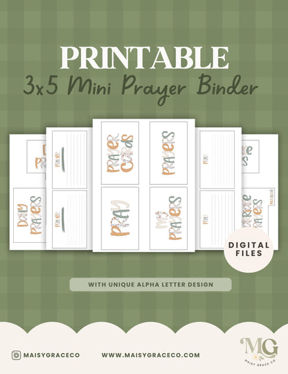 3x5 Printable Mini Prayer Binder with Prayer Cards