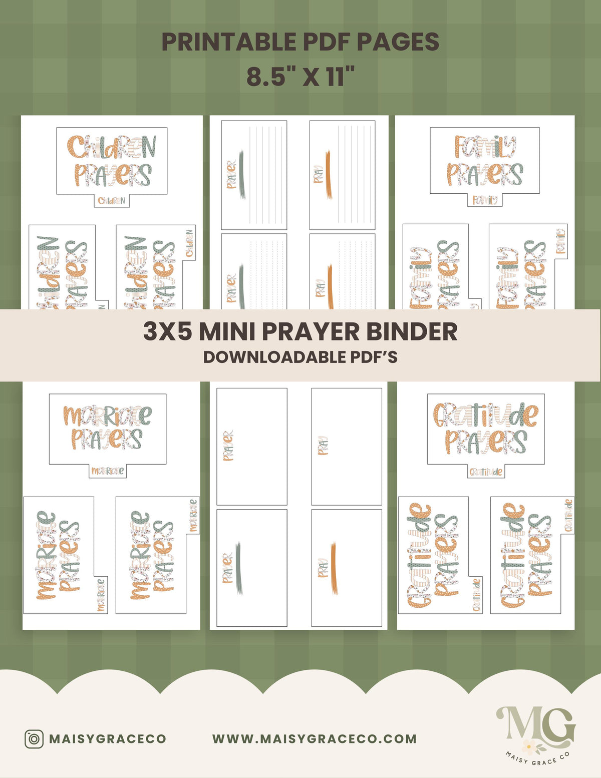 3x5 Printable Mini Prayer Binder with Prayer Cards