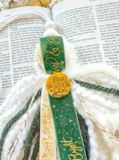 Green & Gold Christmas Bible Tassel Bookmark