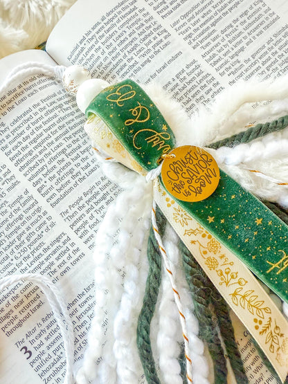 Green & Gold Christmas Bible Tassel Bookmark