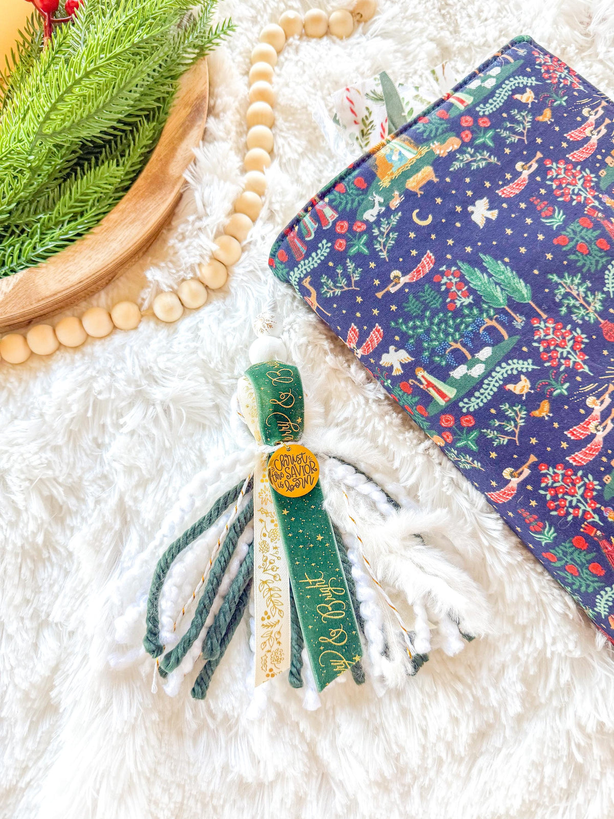 Green & Gold Christmas Bible Tassel Bookmark