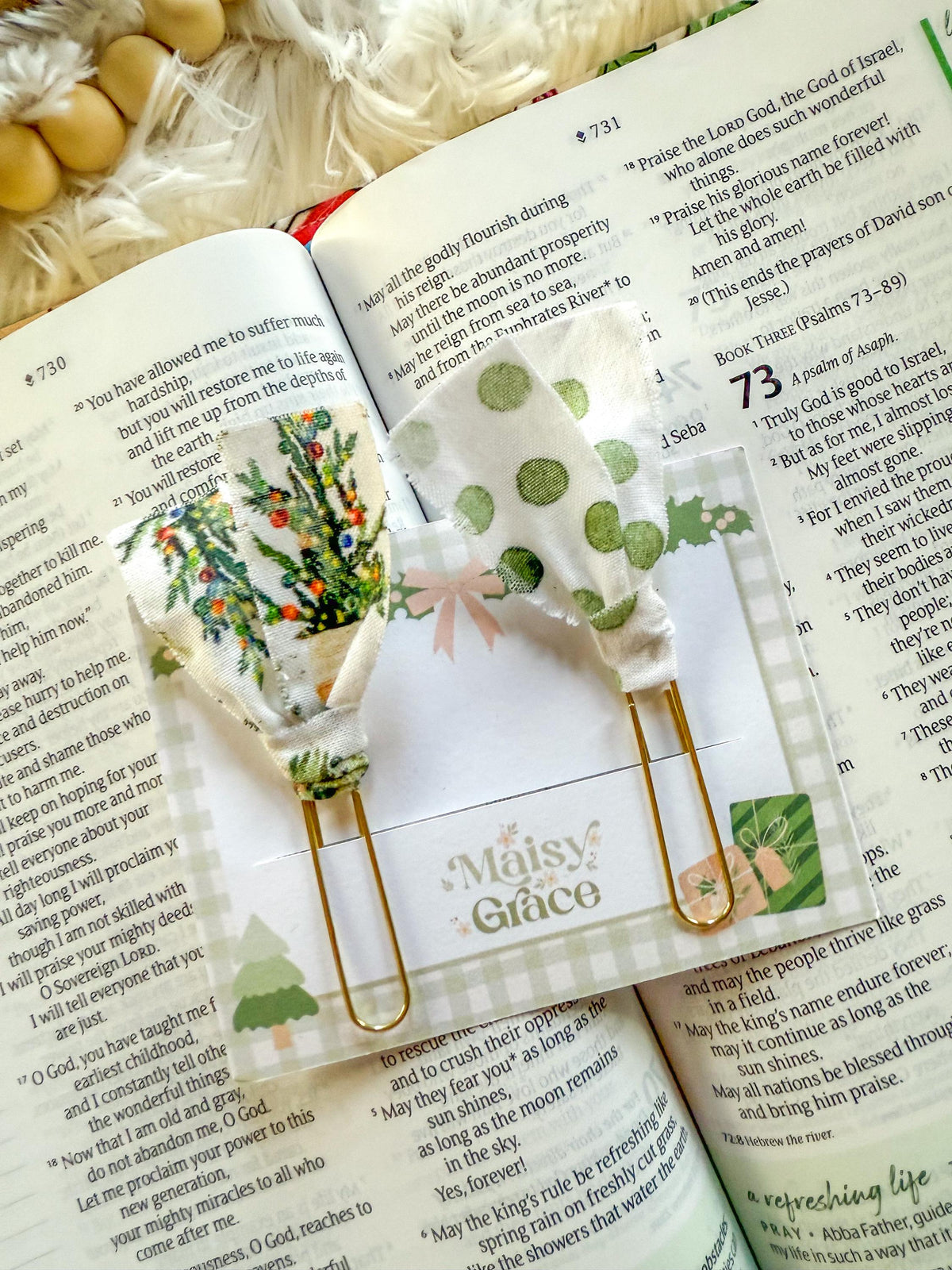 Boho Christmas Trees Paperclip Page Marker Bookmarks, Set of 2