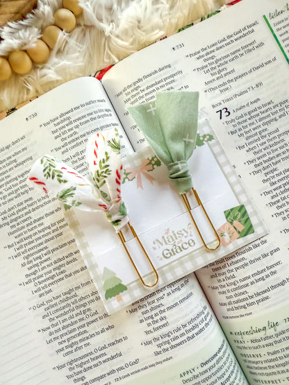 Candy Canes and Holly Christmas Paperclip Page Marker Bookmarks, Set of 2