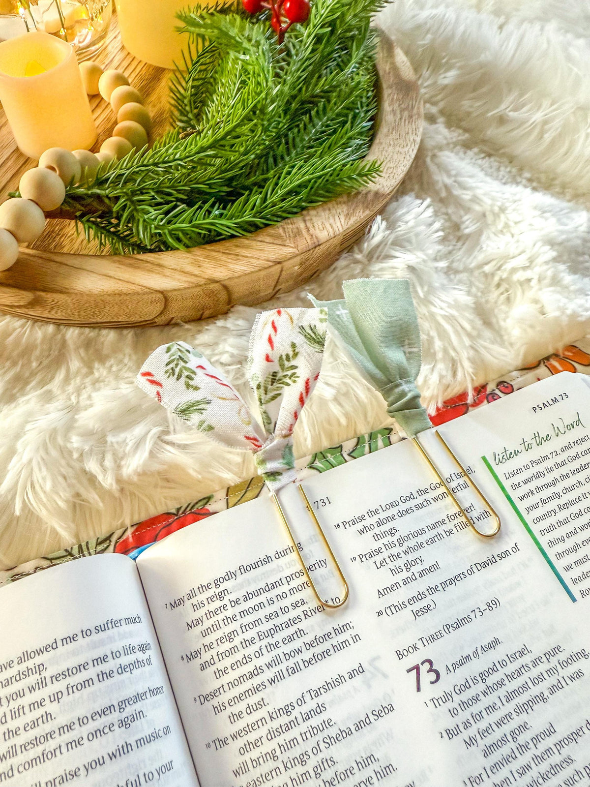 Candy Canes and Holly Christmas Paperclip Page Marker Bookmarks, Set of 2