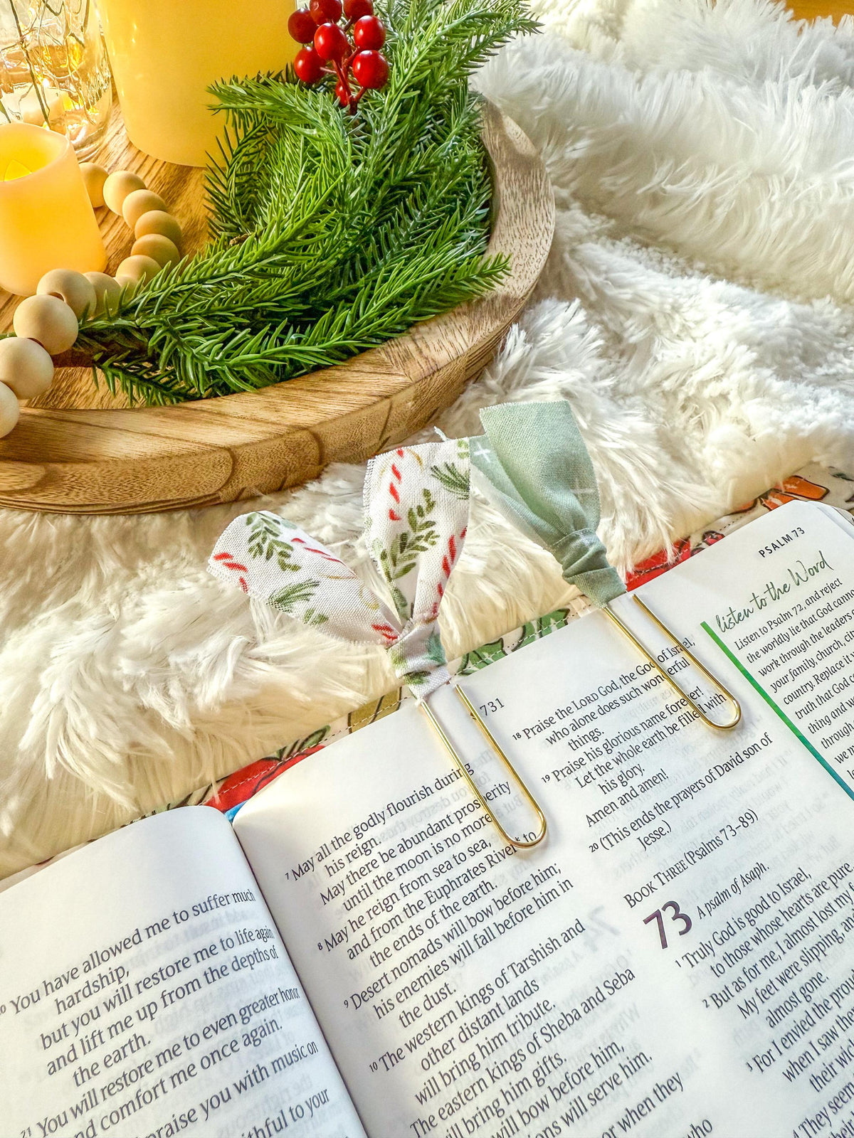 Candy Canes and Holly Christmas Paperclip Page Marker Bookmarks, Set of 2