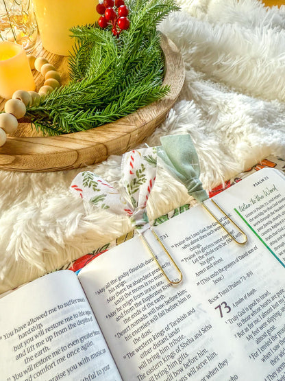 Candy Canes and Holly Christmas Paperclip Page Marker Bookmarks, Set of 2