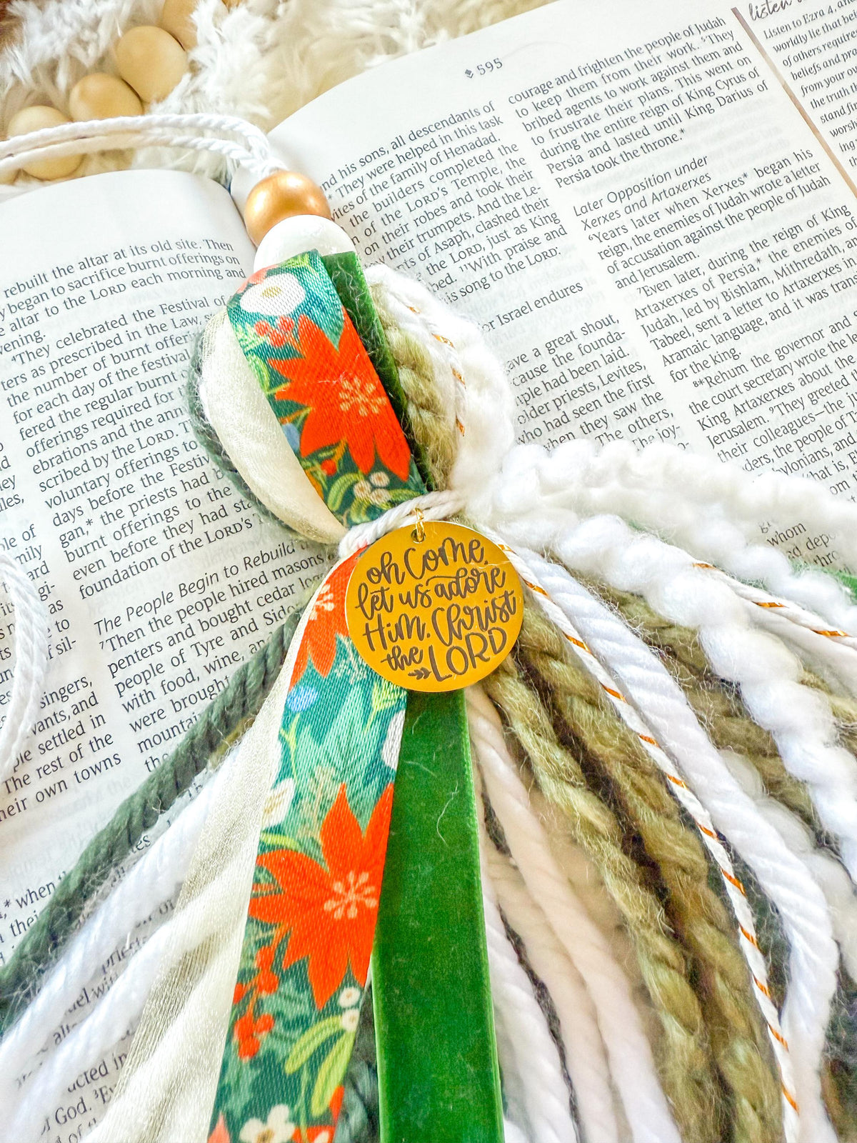 Poinsettia Christmas Bible Tassel Bookmark