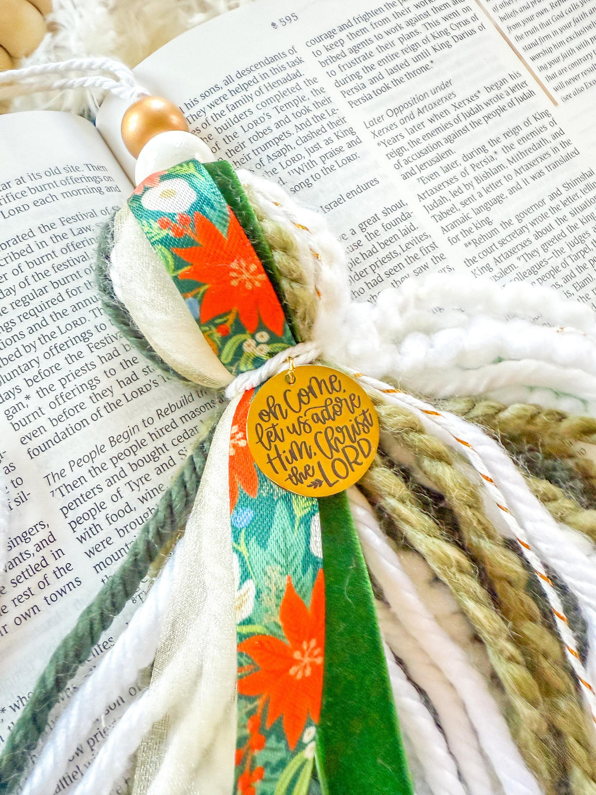 Poinsettia Christmas Bible Tassel Bookmark