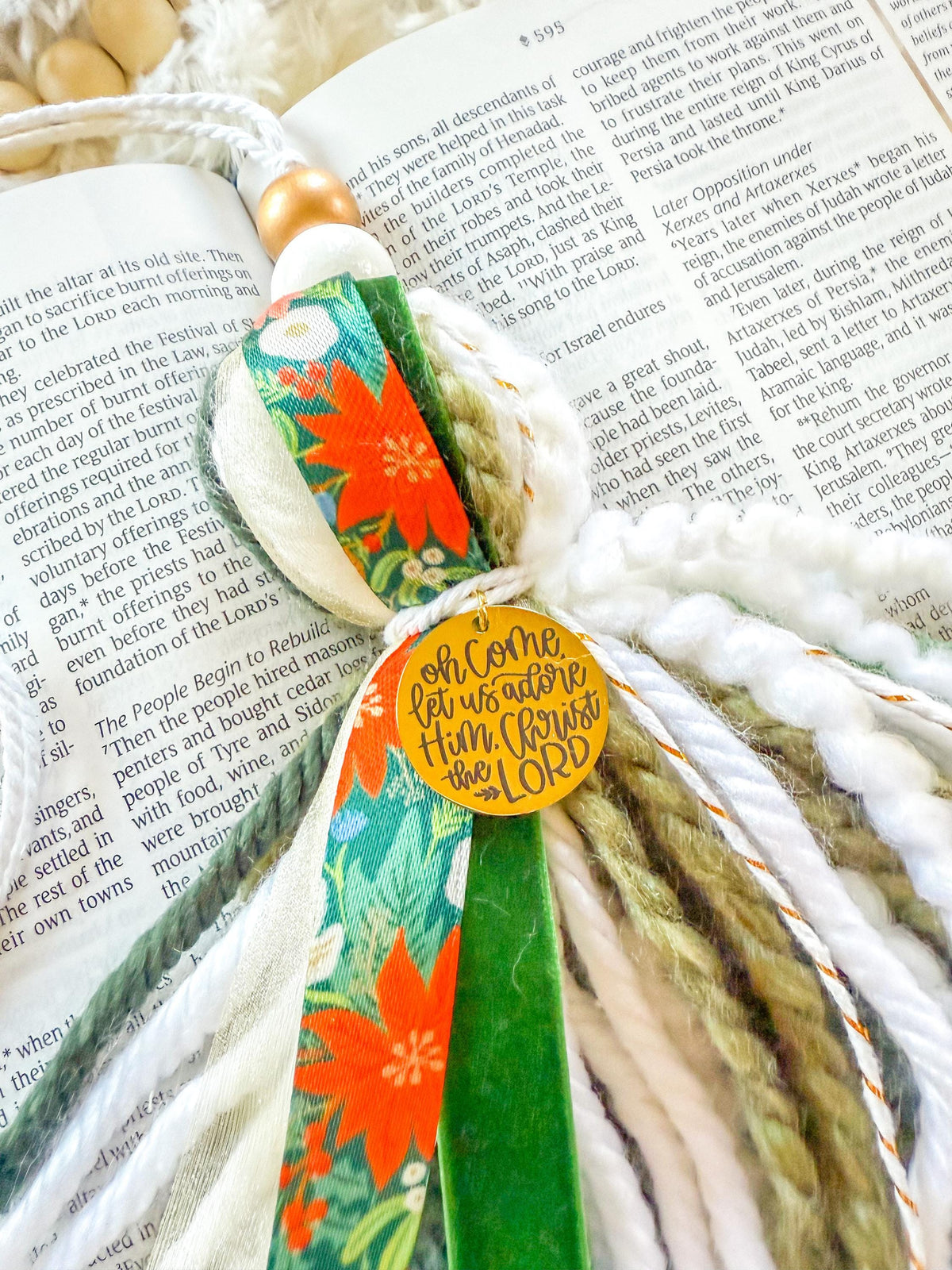 Poinsettia Christmas Bible Tassel Bookmark