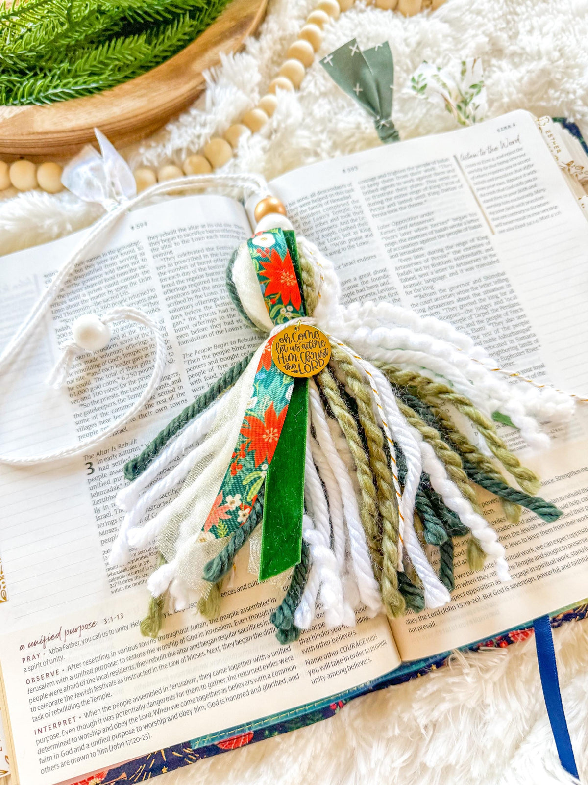 Poinsettia Christmas Bible Tassel Bookmark