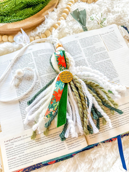 Poinsettia Christmas Bible Tassel Bookmark