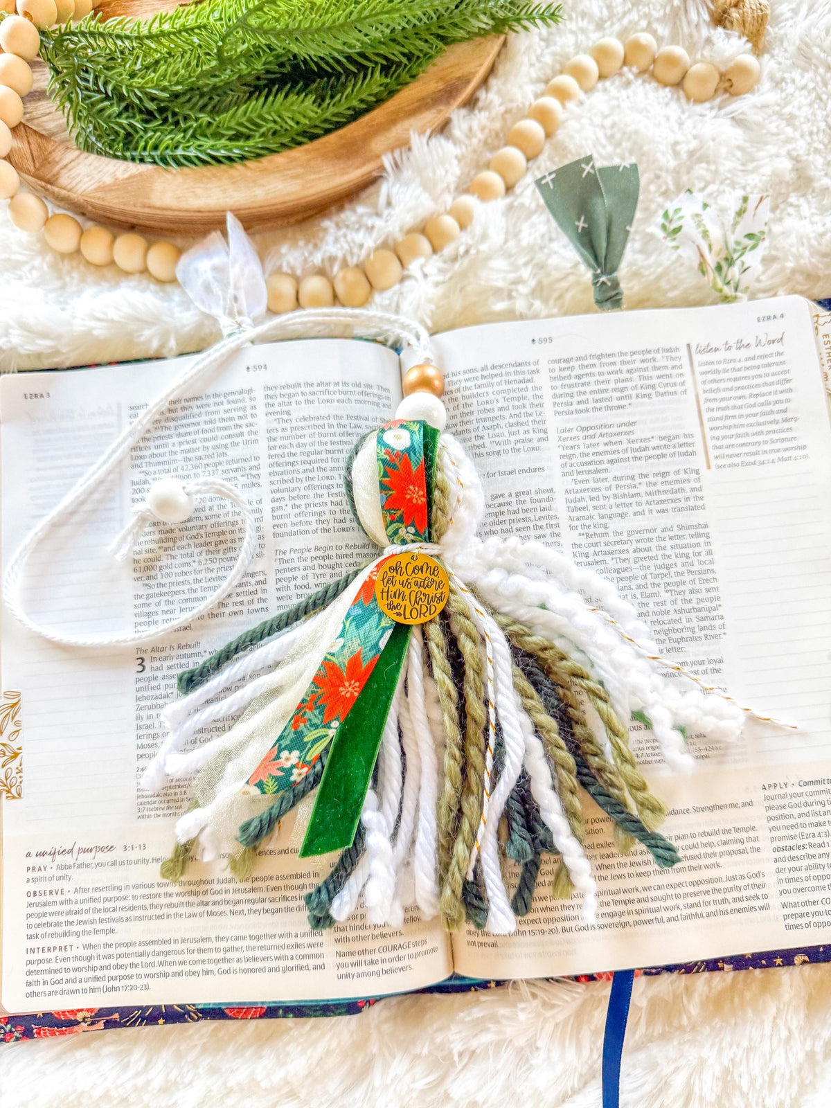 Poinsettia Christmas Bible Tassel Bookmark