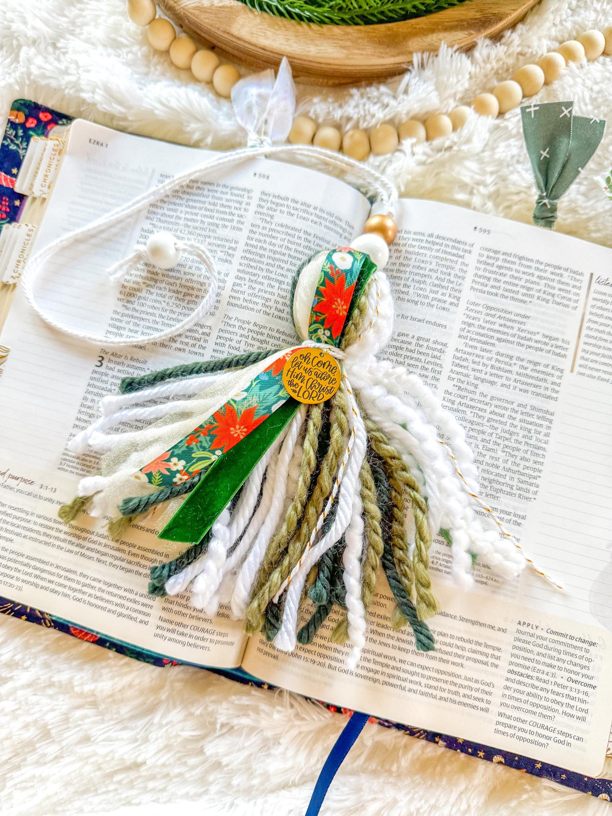 Poinsettia Christmas Bible Tassel Bookmark