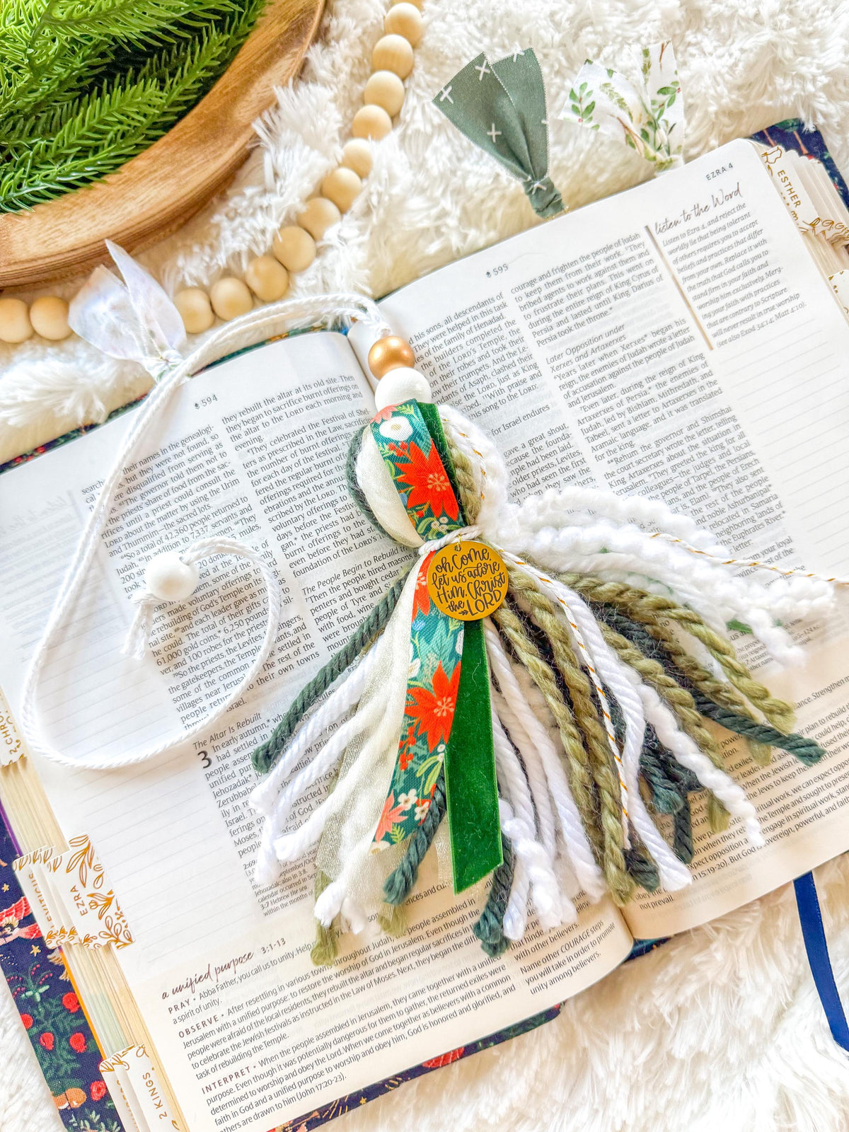 Poinsettia Christmas Bible Tassel Bookmark