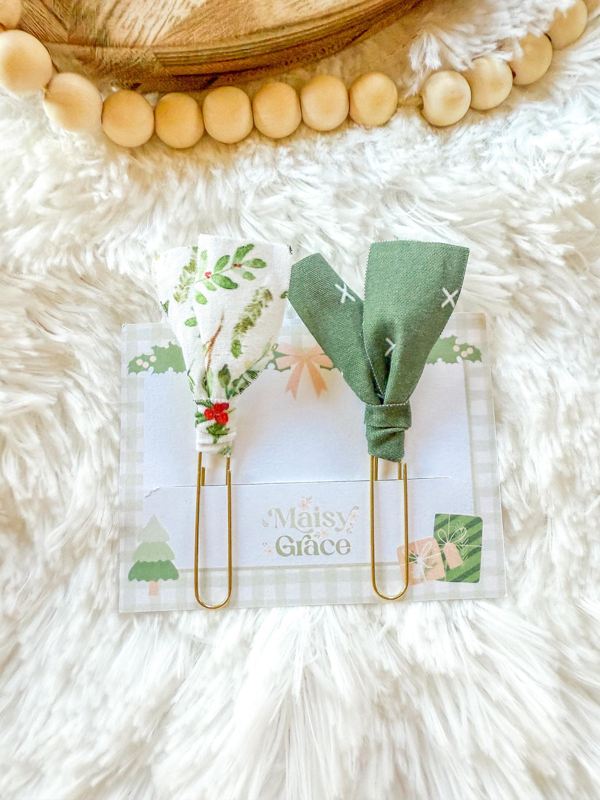 Holly & Berries Christmas Paperclip Page Marker Bookmarks, Set of 2