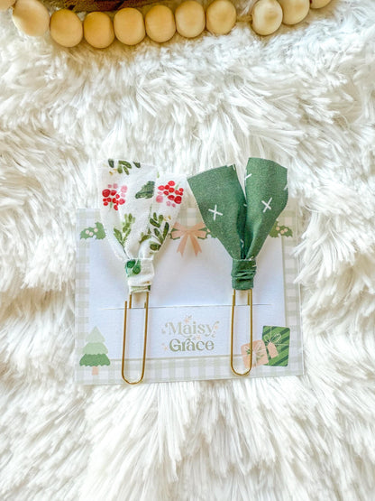 Holly & Berries Christmas Paperclip Page Marker Bookmarks, Set of 2