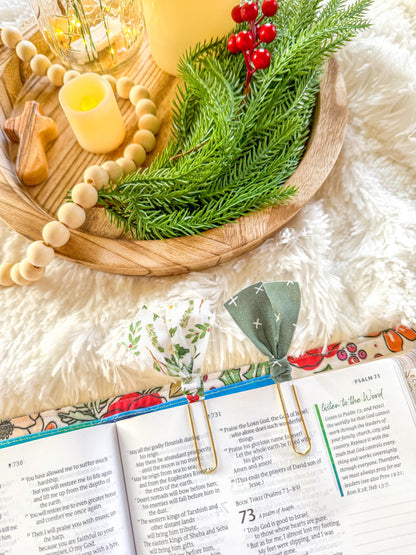 Holly & Berries Christmas Paperclip Page Marker Bookmarks, Set of 2