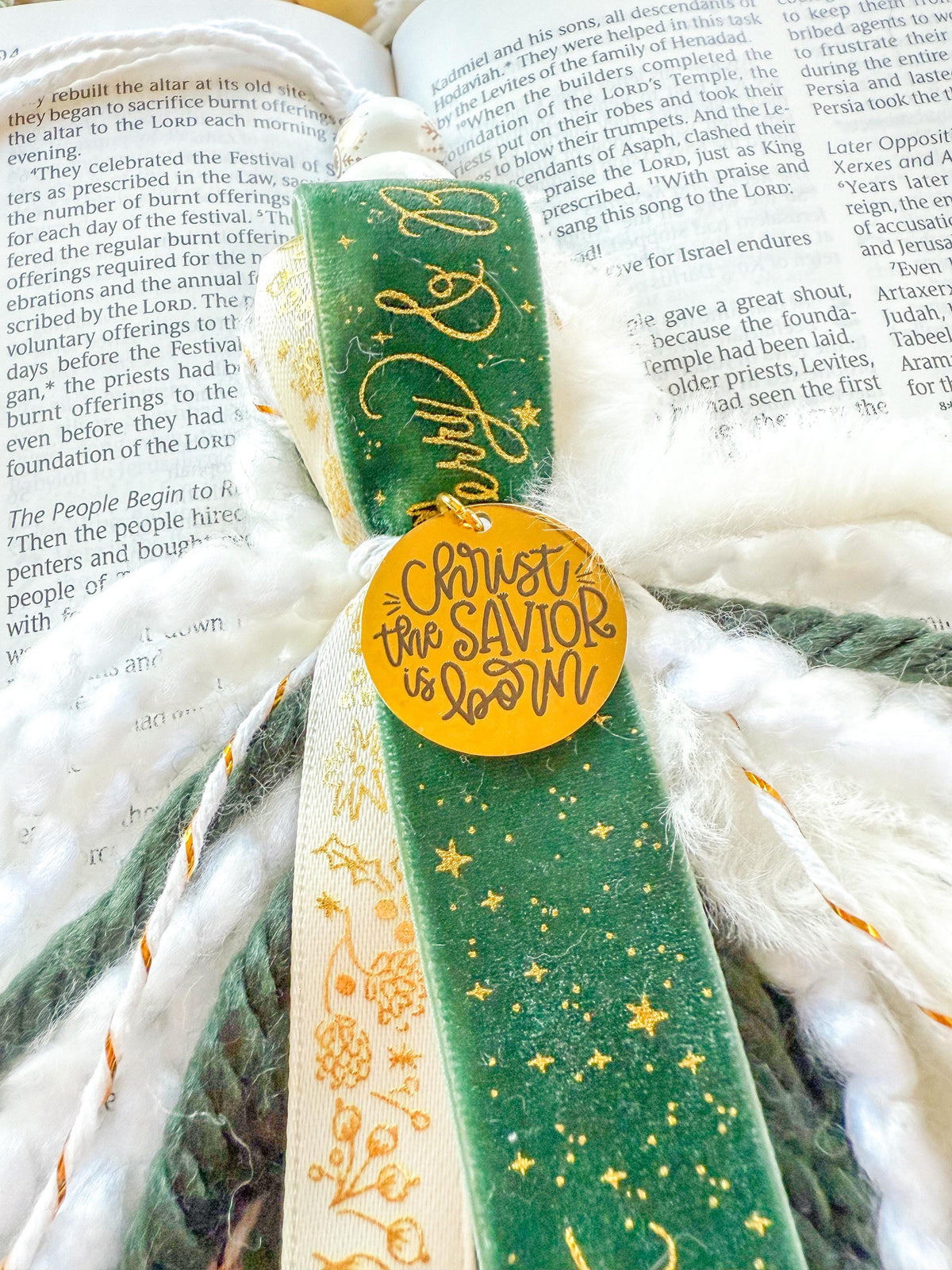 Green & Gold Christmas Bible Tassel Bookmark