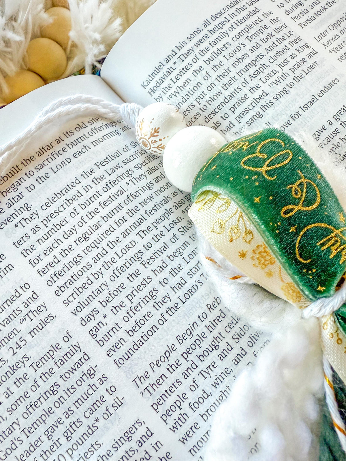 Green & Gold Christmas Bible Tassel Bookmark