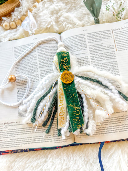Green & Gold Christmas Bible Tassel Bookmark
