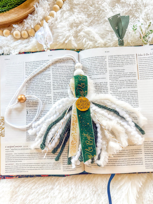 Green & Gold Christmas Bible Tassel Bookmark