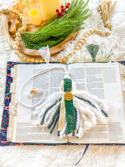 Green & Gold Christmas Bible Tassel Bookmark