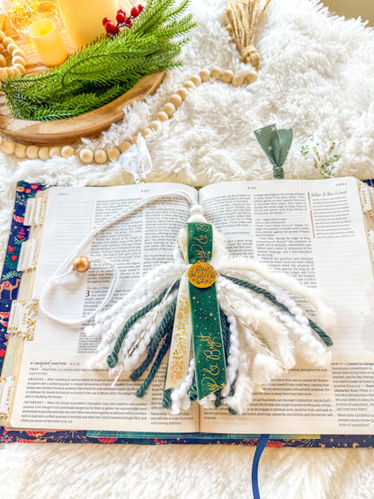 Green & Gold Christmas Bible Tassel Bookmark