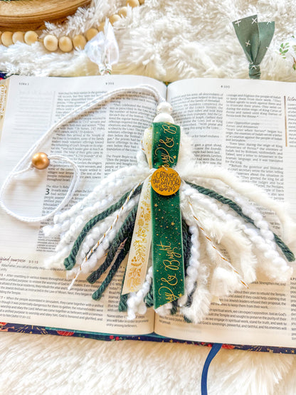 Green & Gold Christmas Bible Tassel Bookmark