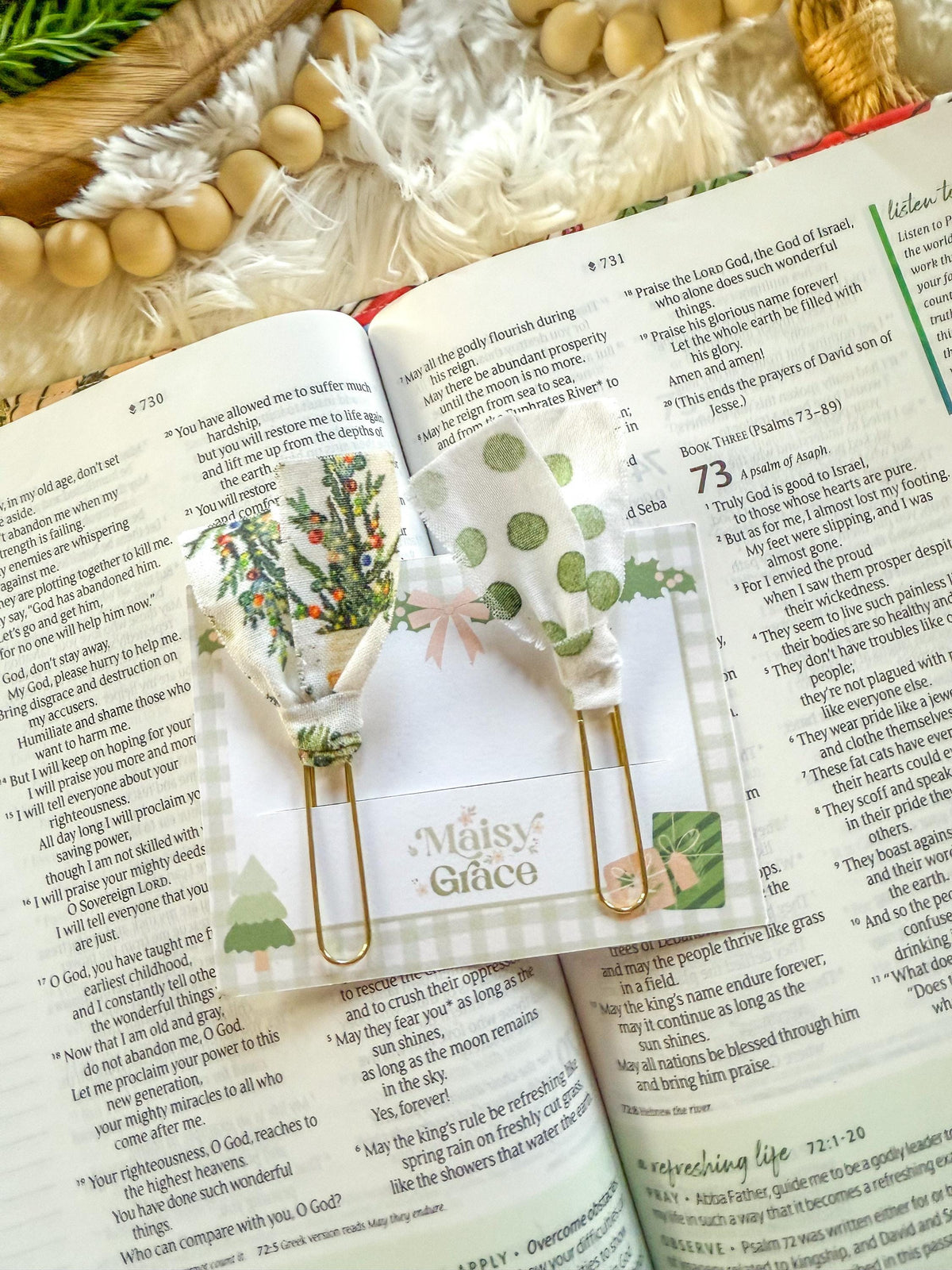 Boho Christmas Trees Paperclip Page Marker Bookmarks, Set of 2