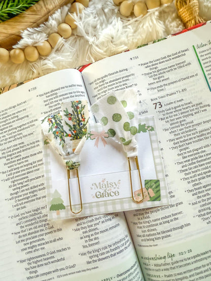 Boho Christmas Trees Paperclip Page Marker Bookmarks, Set of 2