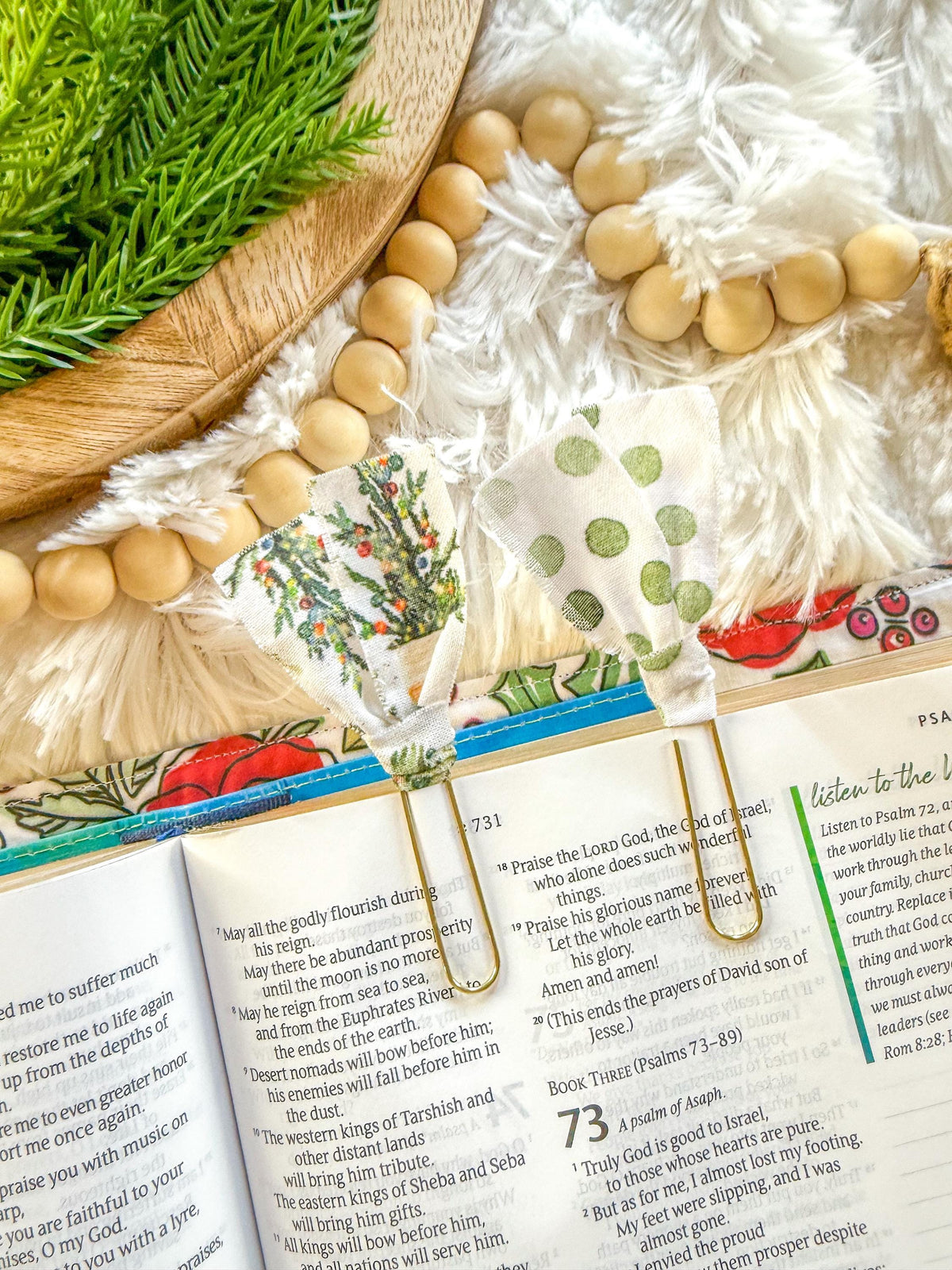 Boho Christmas Trees Paperclip Page Marker Bookmarks, Set of 2