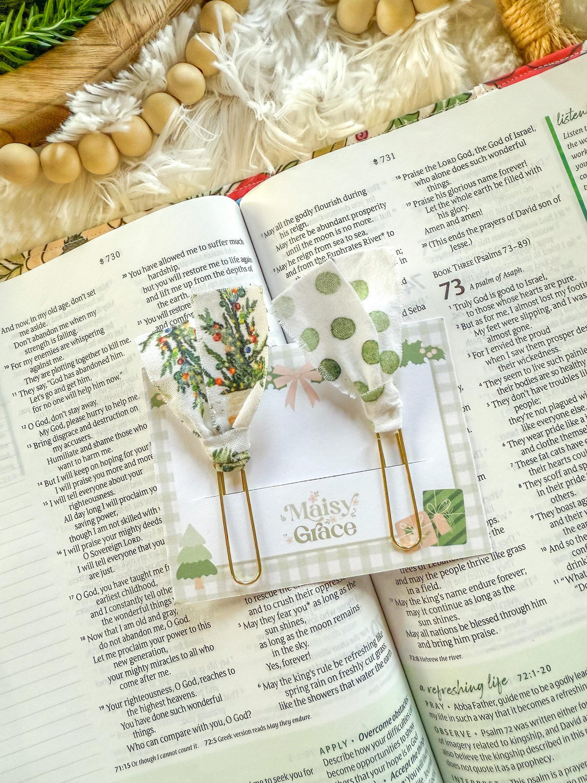 Boho Christmas Trees Paperclip Page Marker Bookmarks, Set of 2